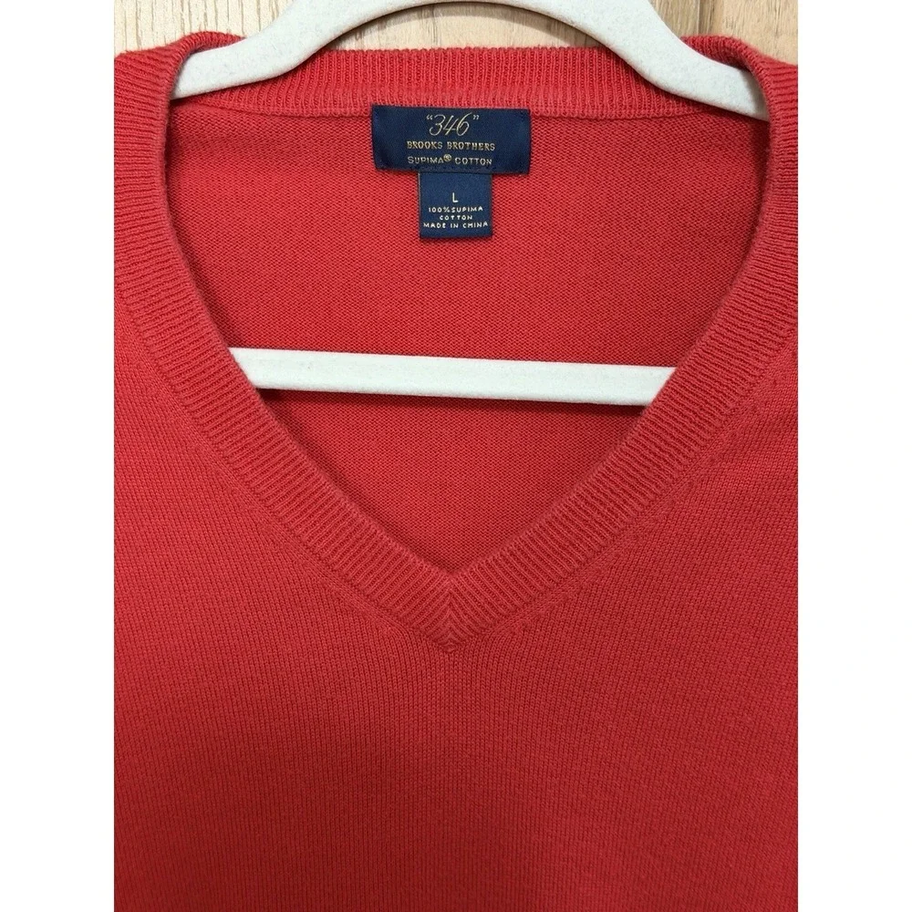 Brooks Brothers 346 Sweater Pullover Mens Large Red 100% Supima Cotton V Neck